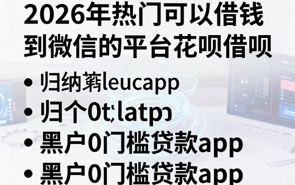 2026年热门可以借钱到微信的平台花呗借呗,归纳五个黑户0门槛贷款app