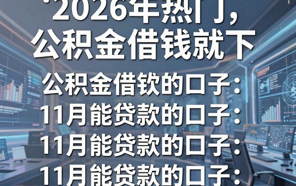 2026年热门公积金借钱就下,罗列5个11月能贷款的口子
