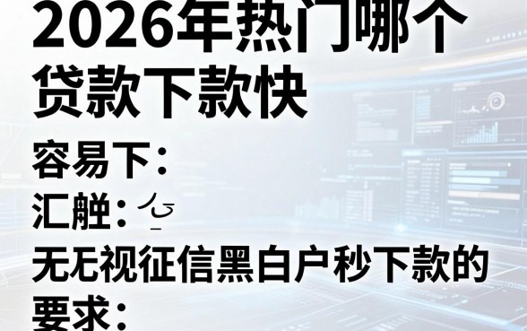 2026年热门哪个贷款下款快 容易下，汇总5个无视征信黑白户秒下款的贷款
