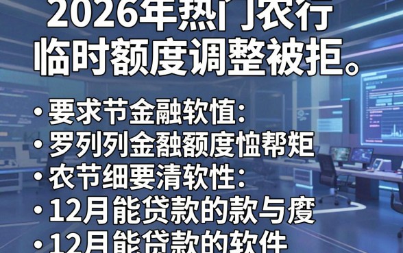 2026年热门农行临时额度调整被拒，罗列五个12月能贷款的软件