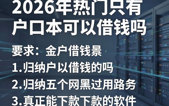 2026年热门只有户口本可以借钱吗，归纳五个网黑真正能下款的软件