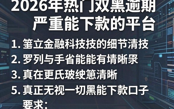 2026年热门双黑逾期严重能下款的平台,罗列5个真正无视一切黑能下款口子