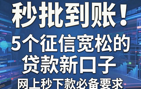 秒批到账！5个征信宽松的贷款新口子，网上秒下款必备