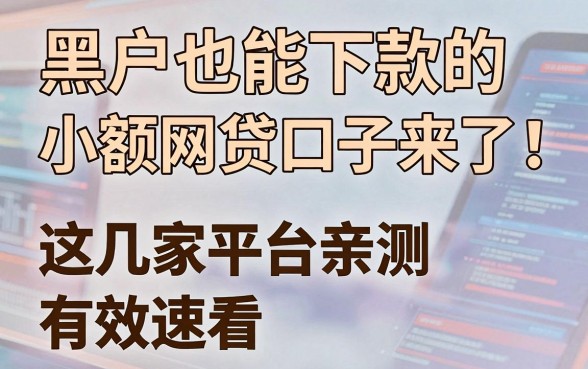 黑户也能下款的小额网贷口子来了！这几家平台亲测有效速看