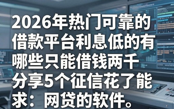2026年热门可靠的借款平台利息低的有哪些只能借钱两千,分享5个征信花了能网贷的软件