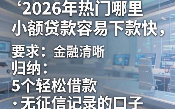 2026年热门哪里小额贷款容易下款快，归纳5个轻松借款无征信记录的口子