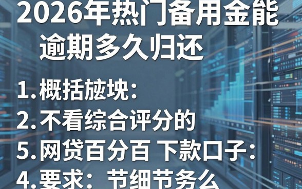 2026年热门备用金能逾期多久归还,概括5个不看综合评分的网贷百分百下款口子