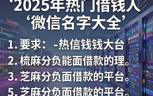 2025年热门借钱人微信名字大全,梳理5个芝麻分负面借款的平台