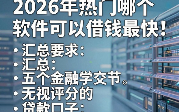 2026年热门哪个软件可以借钱最快，汇总五个无视评分的贷款口子