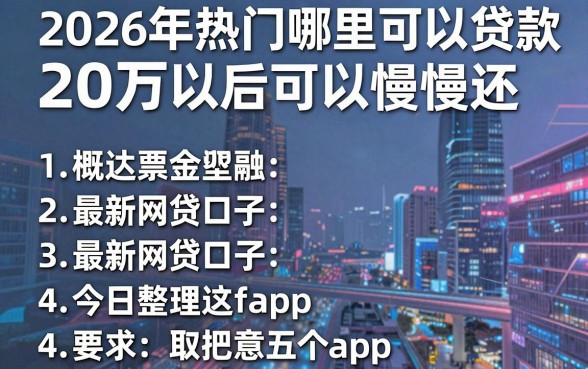 2026年热门哪里可以贷款20万以后可以慢慢还,概括五个最新网贷口子今日整理这五个app