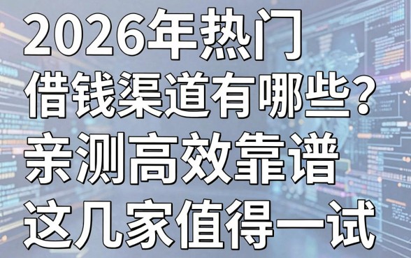 2026年热门借钱渠道有哪些?亲测高效靠谱,这几家值得一试!