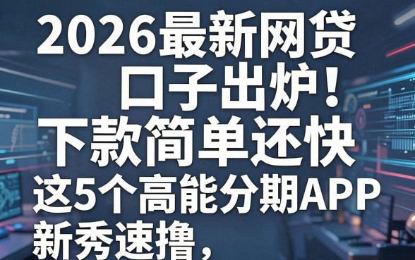2026最新网贷口子出炉!下款简单还快,这5个高能分期APP新秀速撸!