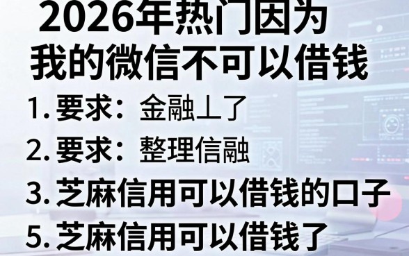 2026年热门因为我的微信不可以借钱，整理五个芝麻信用可以借钱的口子