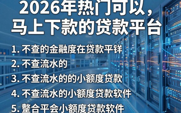 2026年热门可以马上下款的贷款平台，概括五个不查流水的小额度贷款软件