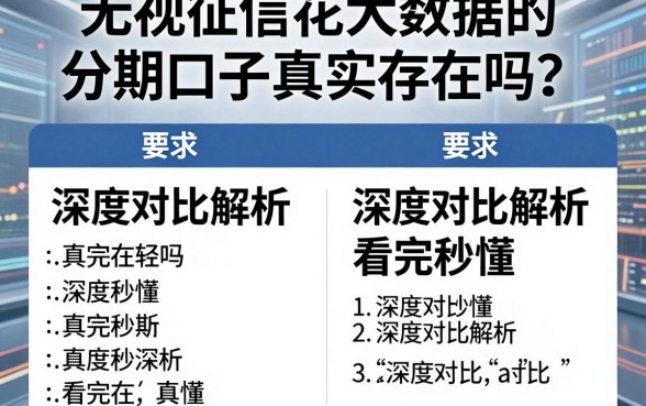 无视征信花大数据的分期口子真实存在吗?深度对比解析,看完秒懂!
