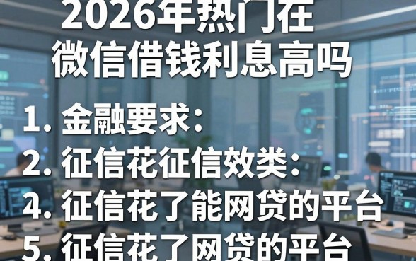 2026年热门在微信借钱利息高吗，归纳5个征信花了能网贷的平台