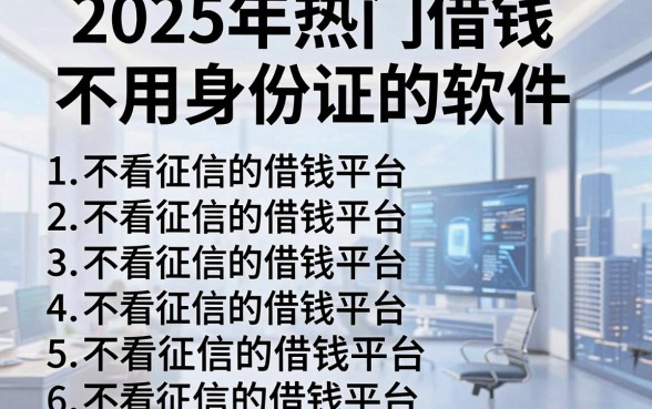 2025年热门借钱不用身份证的软件,罗列五个不看征信的借钱平台