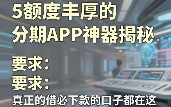 5款额度丰厚的分期APP神器揭秘，真正的借必下款的口子都在这！