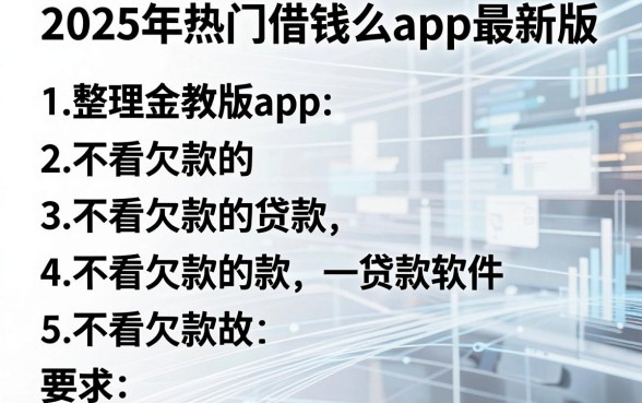 2025年热门借钱么app最新版，整理五个不看欠款的贷款软件