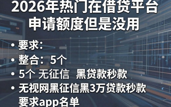 2026年热门在借贷平台申请额度但是没用,整合5个无视网黑征信黑3万贷款秒款app名单
