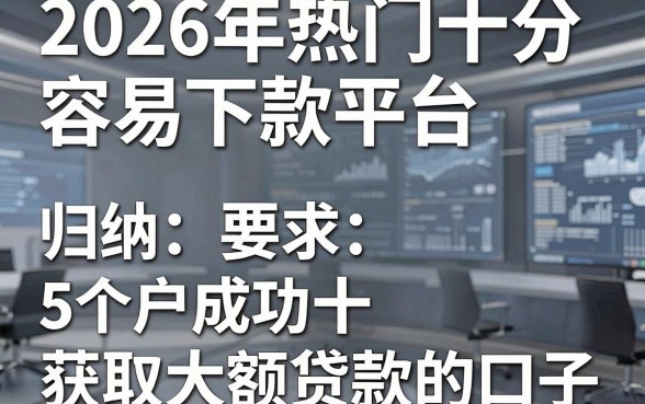 2026年热门十分容易下款平台，归纳5个黑户成功获取大额贷款的口子