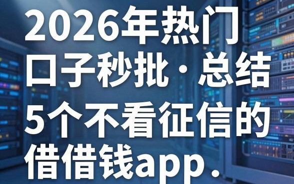 2026年热门口子秒批，总结5个不看征信的借钱app