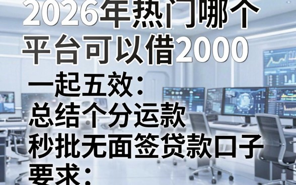 2026年热门哪个平台可以借2000，总结五个秒批无面签贷款口子