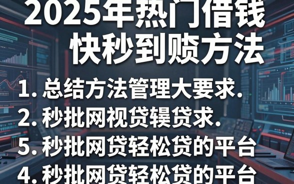 2025年热门借钱快秒到账方法，总结5个秒批网贷轻松贷的平台