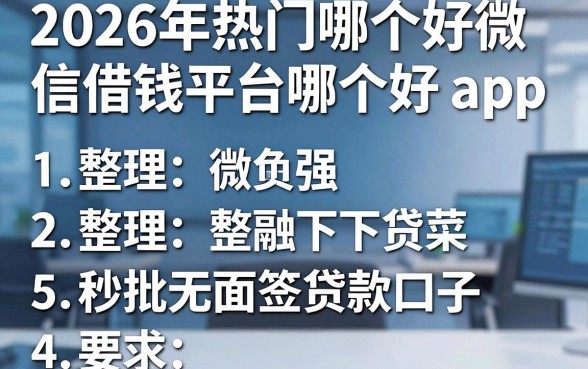 2026年热门哪个好微信借钱平台哪个好 app,整理5个秒批无面签贷款口子