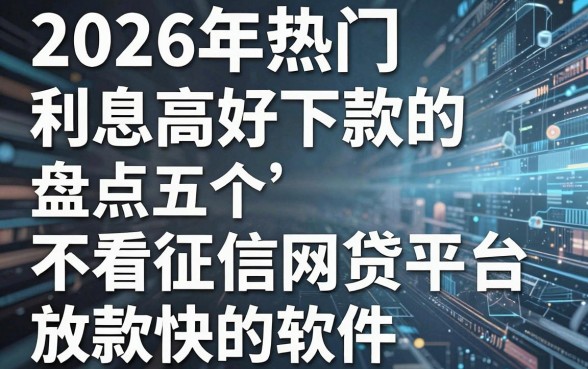 2026年热门利息高好下款的,盘点五个不看征信网贷平台放款快的软件