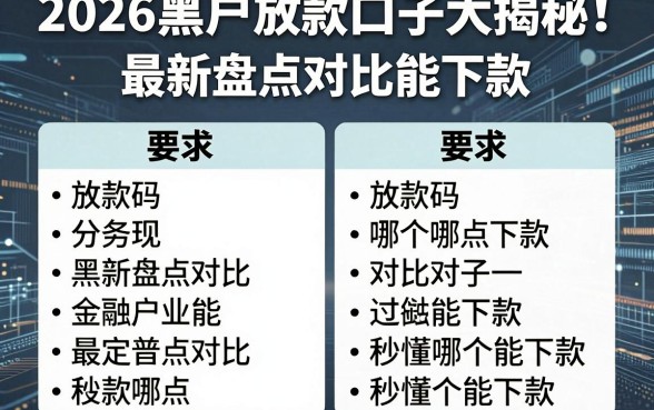 2026黑户放款口子大揭秘！最新盘点对比，秒懂哪个能下款！
