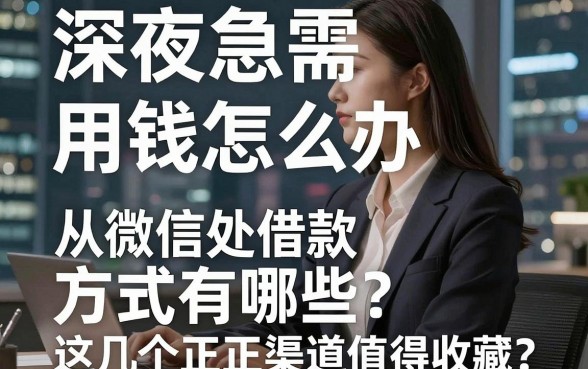深夜急需用钱怎么办?从微信处借款方式有哪些?这几个正规渠道值得收藏