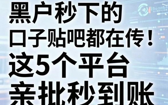 黑户秒下的口子贴吧都在传！这5个平台秒批秒到账，亲测有效
