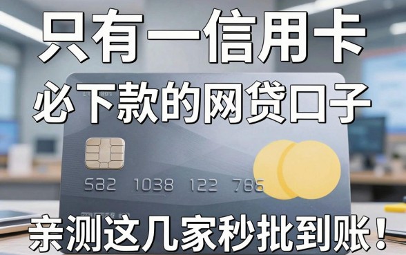只有一张信用卡必下款的网贷口子，亲测这几家秒批到账！