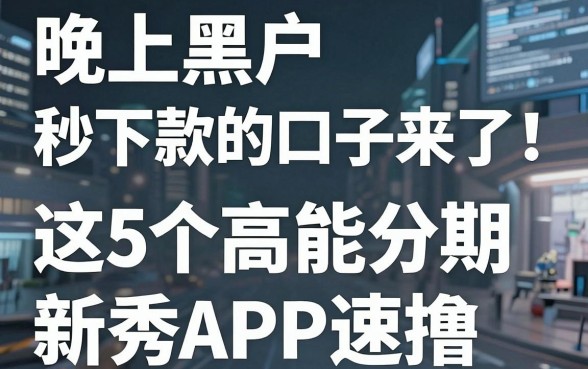晚上黑户秒下款的口子来了!这5个高能分期新秀APP速撸