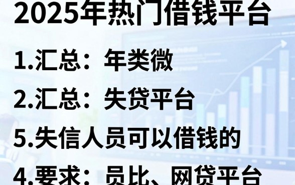 2025年热门借钱平台微，汇总5个失信人员可以借钱的网贷平台