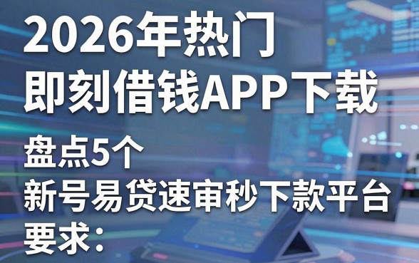 2026年热门即刻借钱APP下载,盘点5个新号易贷速审秒下款平台