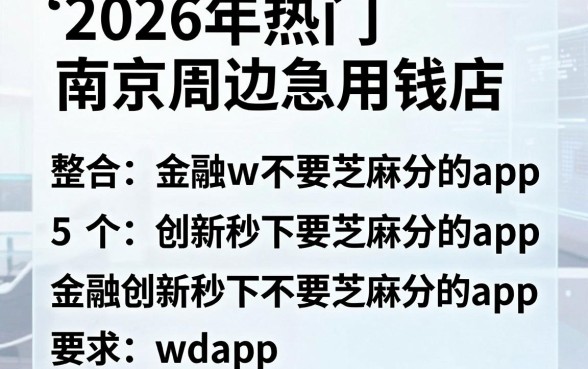 2026年热门南京周边急用钱店,整合5个金融创新秒下不要芝麻分的app