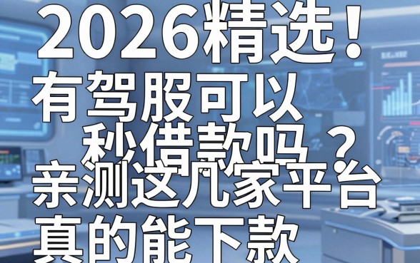 2026精选！有驾照可以秒借款吗？亲测这几家平台真的能下款