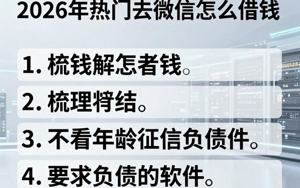 2026年热门去微信怎么借钱,梳理五个不看年龄征信负债的软件