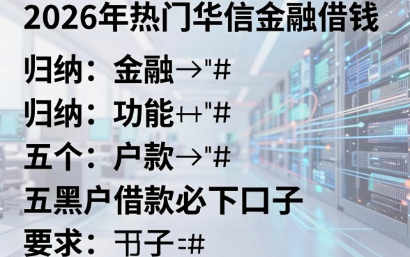 2026年热门华信金融借钱,归纳五个黑户借款必下口子
