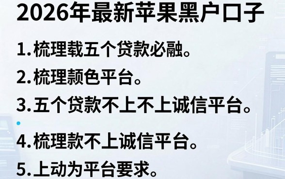 2026年最新苹果黑户口子，梳理五个贷款不上诚信平台的平台