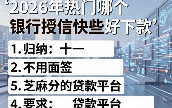 2026年热门哪个银行授信快些好下款,归纳5个不用面签和芝麻分的贷款平台