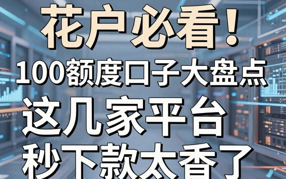 花户必看！100额度口子大盘点，这几家平台秒下款太香了