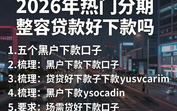 2026年热门分期整容贷款好下款吗，梳理五个黑户下款口子