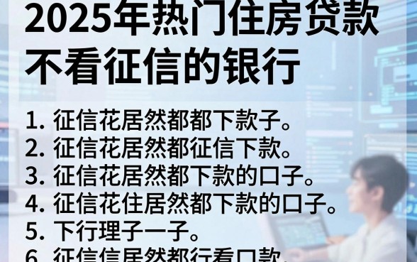 2025年热门住房贷款不看征信的银行，概括5个征信花居然都下款的口子