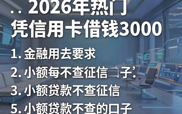 2026年热门凭信用卡借钱3000，归纳5个小额贷款不查征信的口子