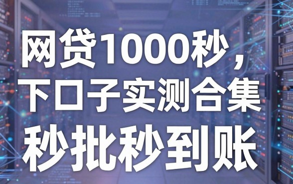 网贷1000秒下口子实测合集，这几家秒批秒到账！