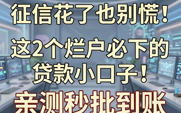 征信花了也别慌!这2个烂户必下的贷款小口子,亲测秒批到账