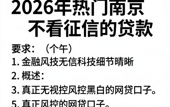2026年热门南京不看征信的贷款,概括五个真正无视风控黑白的网贷口子